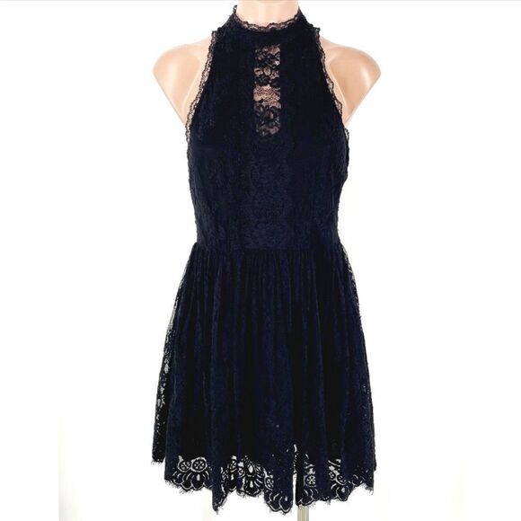 Free People Verushka Black Lace Mini Dress - Picture 1 of 8